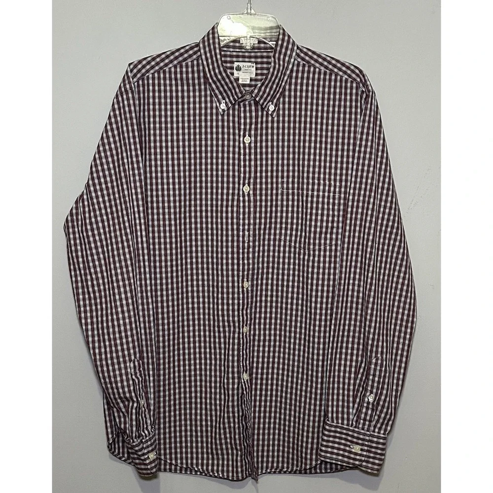 J.Crew Shirtings Tailored Fit Red Green Plaid Casual L/S Button‎ Up Men's Large